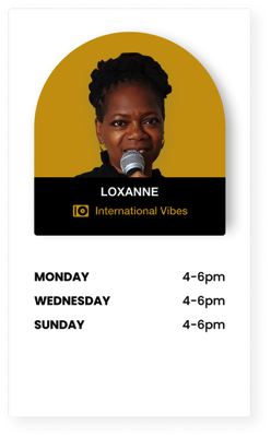 Schedule - Loxanne - International Vibes